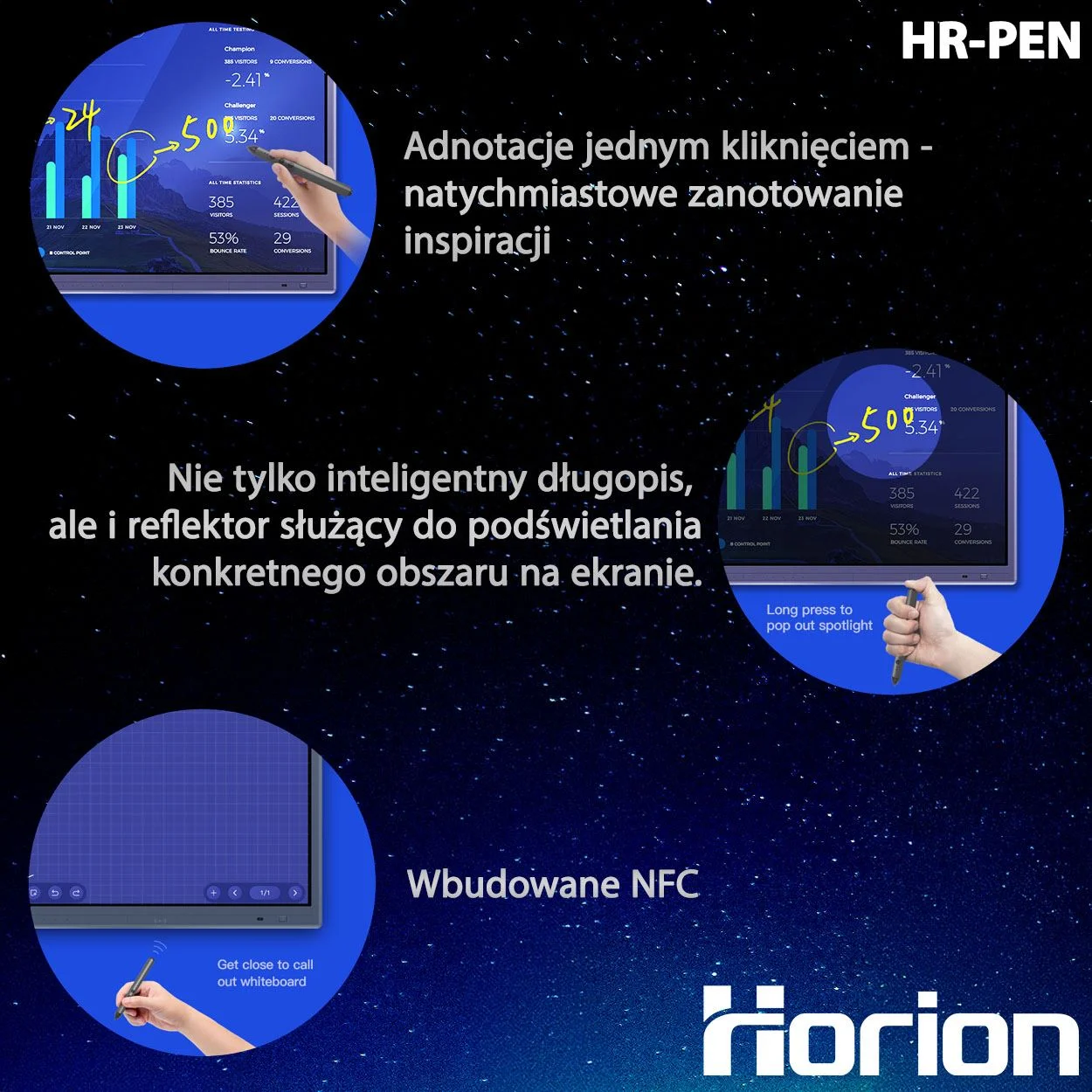 Chytré pero pro interaktivní displeje Horion Smart Pen Stylus 6v1 – obrázek 7