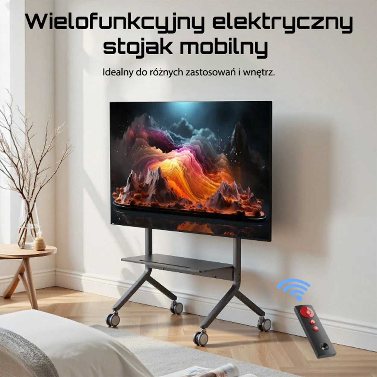 Mobilny elektryczny regulowany stojak do TV Monitorów Interaktywnych 65-90" Pe150 – zdjęcie 4